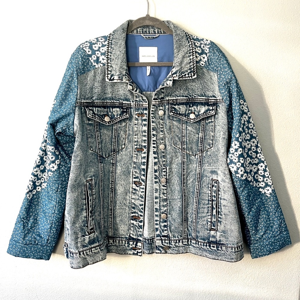 Anthropologie Avec Les Filles Patchwork Jean Jacket Size XL